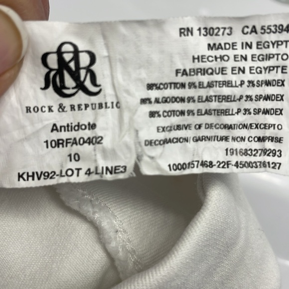 Rock & Republic White Jeans Wide Waist Band Pockets Pull On Style Size 10 - Picture 4 of 8